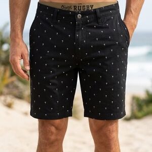 Black Patterned Shorts